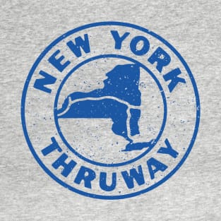 New York State Thruway Vintage 1960 Logo Blue Transparent Distressed T-Shirt